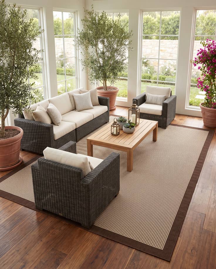 Detail image of 10' x 14' Easy-Clean Border Indoor / Outdoor Rug