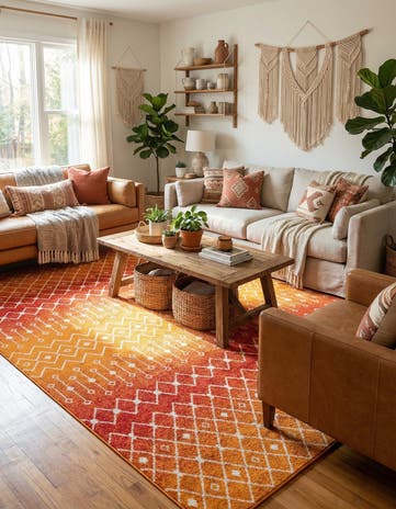 Orange and Red Moroccan Trellis Rug