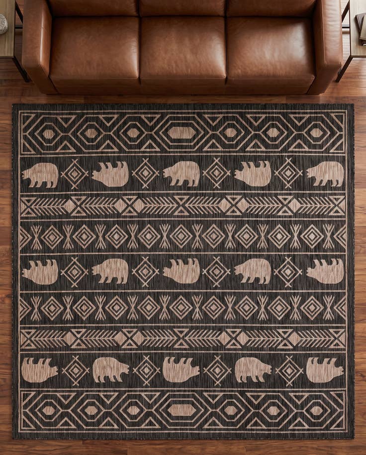Detail image of 7' 10 x 7' 10 Easy-Clean Southwestern Indoor / Outdoor Square Rug