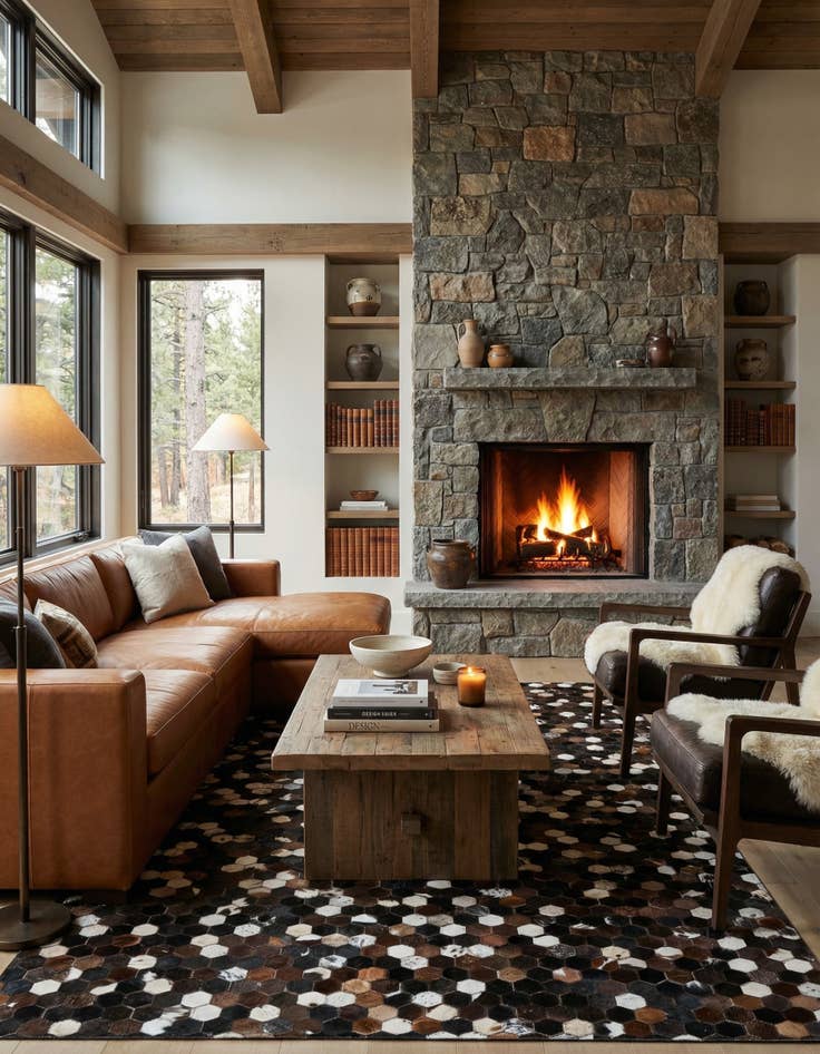 Detail image of 5' x 8' Cowhide Leather Rug