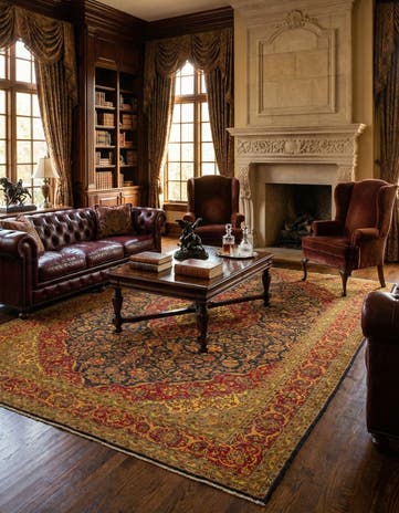 9' 10 x 13' 4 Hand Knotted Kashan Persian Wool Rug