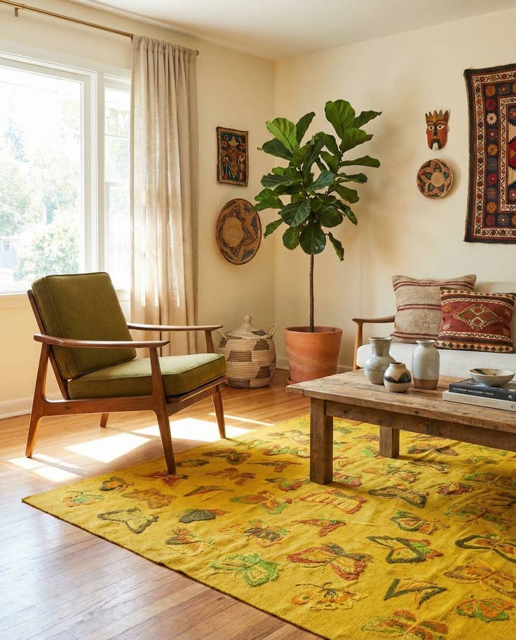 Detail image of 4' 9 x 6' 6 Hand Woven Kilim Suzani Wool Rug