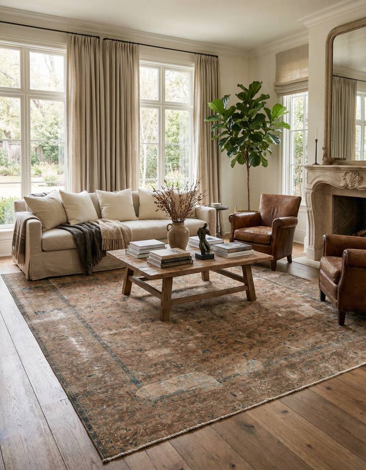 Detail image of 9' 5 x 11' 2  Hand Knotted Ultra Vintage Persian Wool Rug