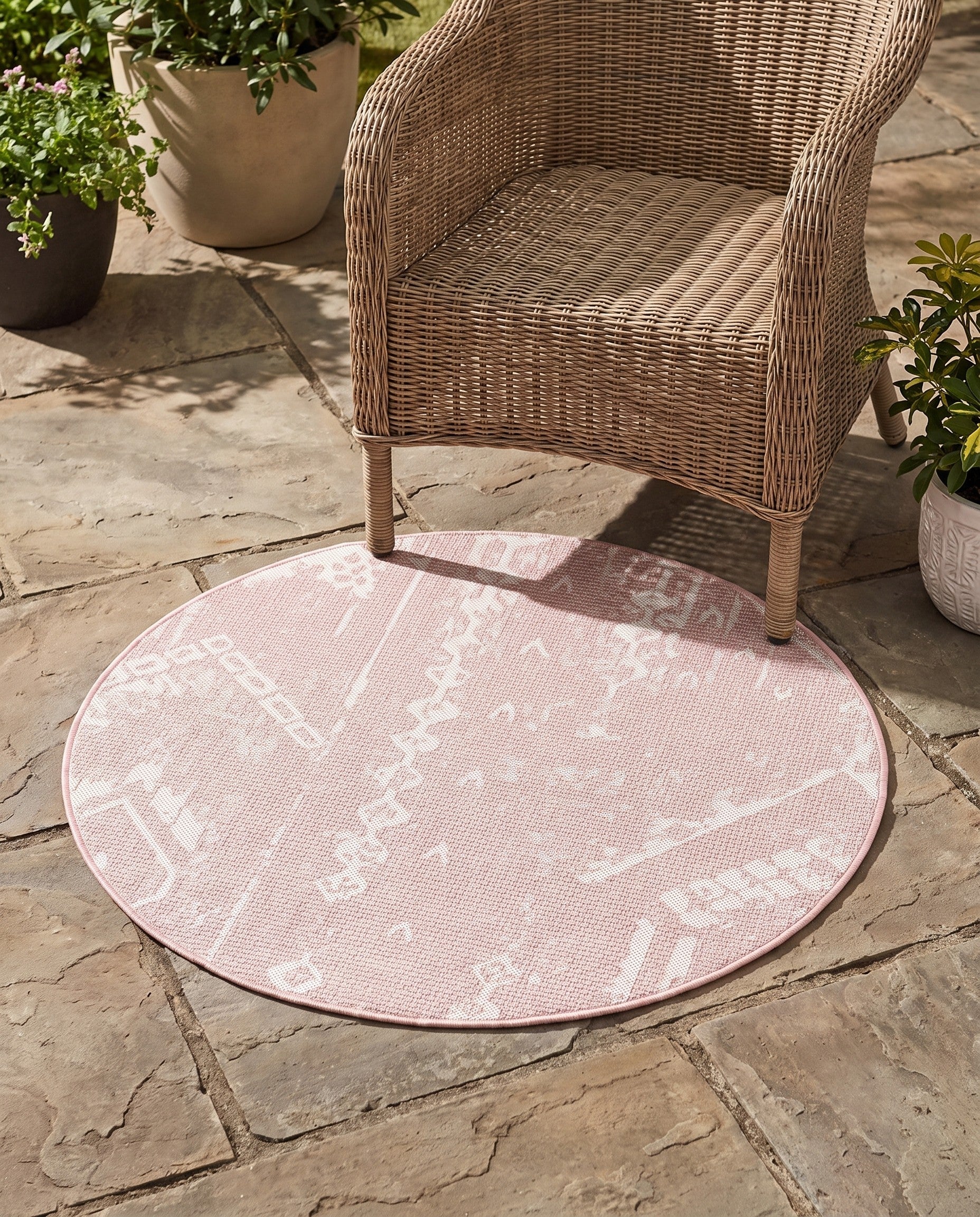 3' x 3' Easy-Clean Bohemian Indoor / Outdoor Round Rug
