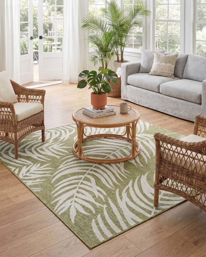 6' x 6' Easy-Clean Botanical Indoor / Outdoor Square Rug