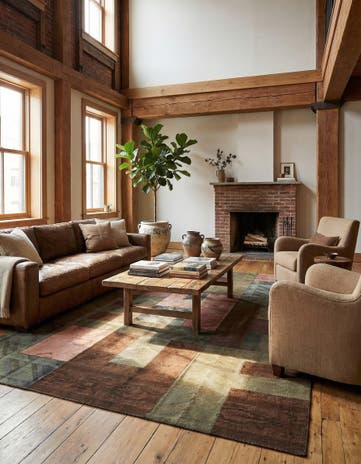 7' 3 x 10' Hand Woven Patchwork Wool Rug