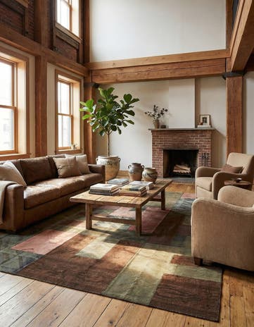 7' 3 x 10' Hand Woven Patchwork Wool Rug