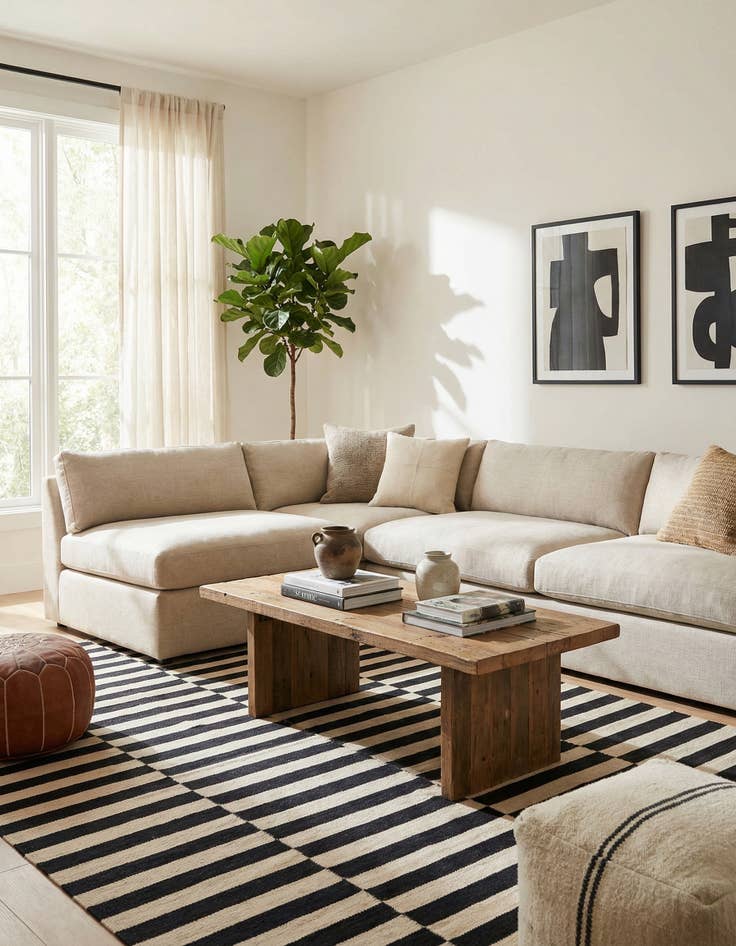 Detail image of 5' 8 x 7' 9  Hand Woven Kilim Modern Wool Rug