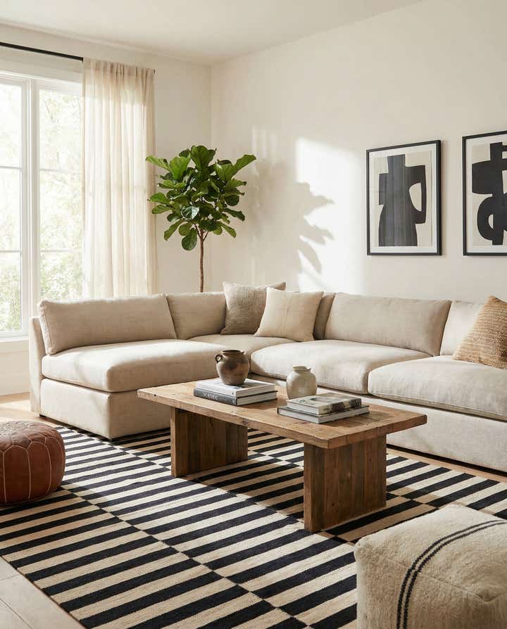 5' 8 x 7' 9 Hand Woven Kilim Modern Wool Rug