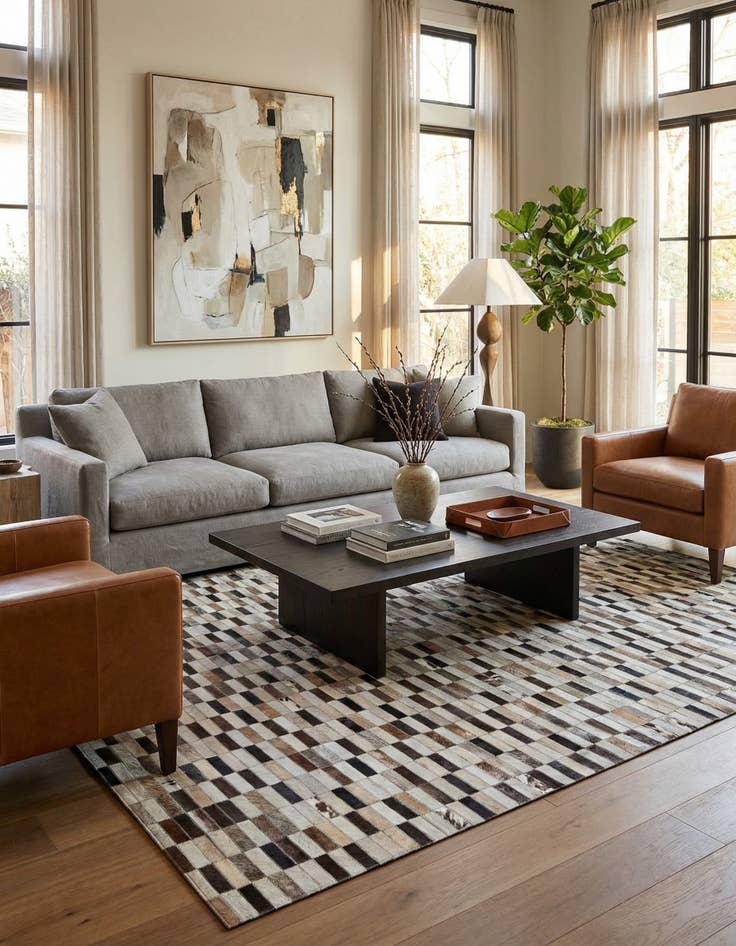 Detail image of 5' x 8' Cowhide Leather Rug