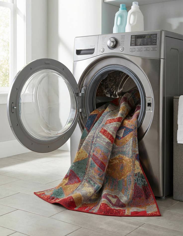 Detail image of 5' 3 x 5' 3  Washable Modern Indoor / Outdoor Square Rug