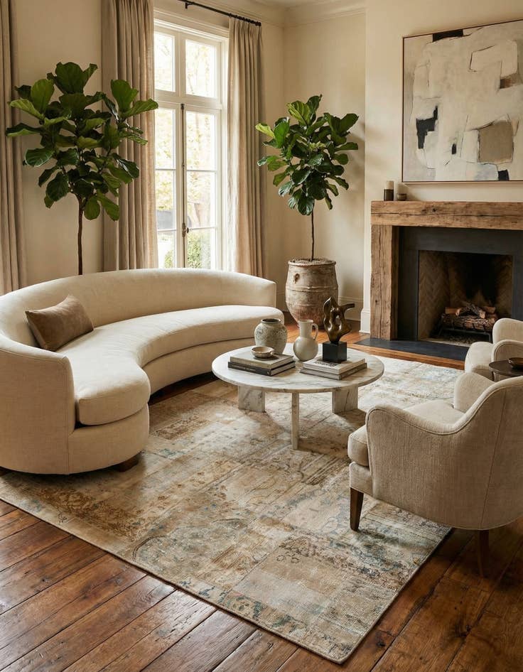 Detail image of 6' 9 x 10'  Hand Knotted Ultra Vintage Persian Wool Rug