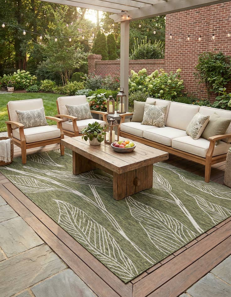 Detail image of 7' x 10'  Washable Botanical Indoor / Outdoor Rug