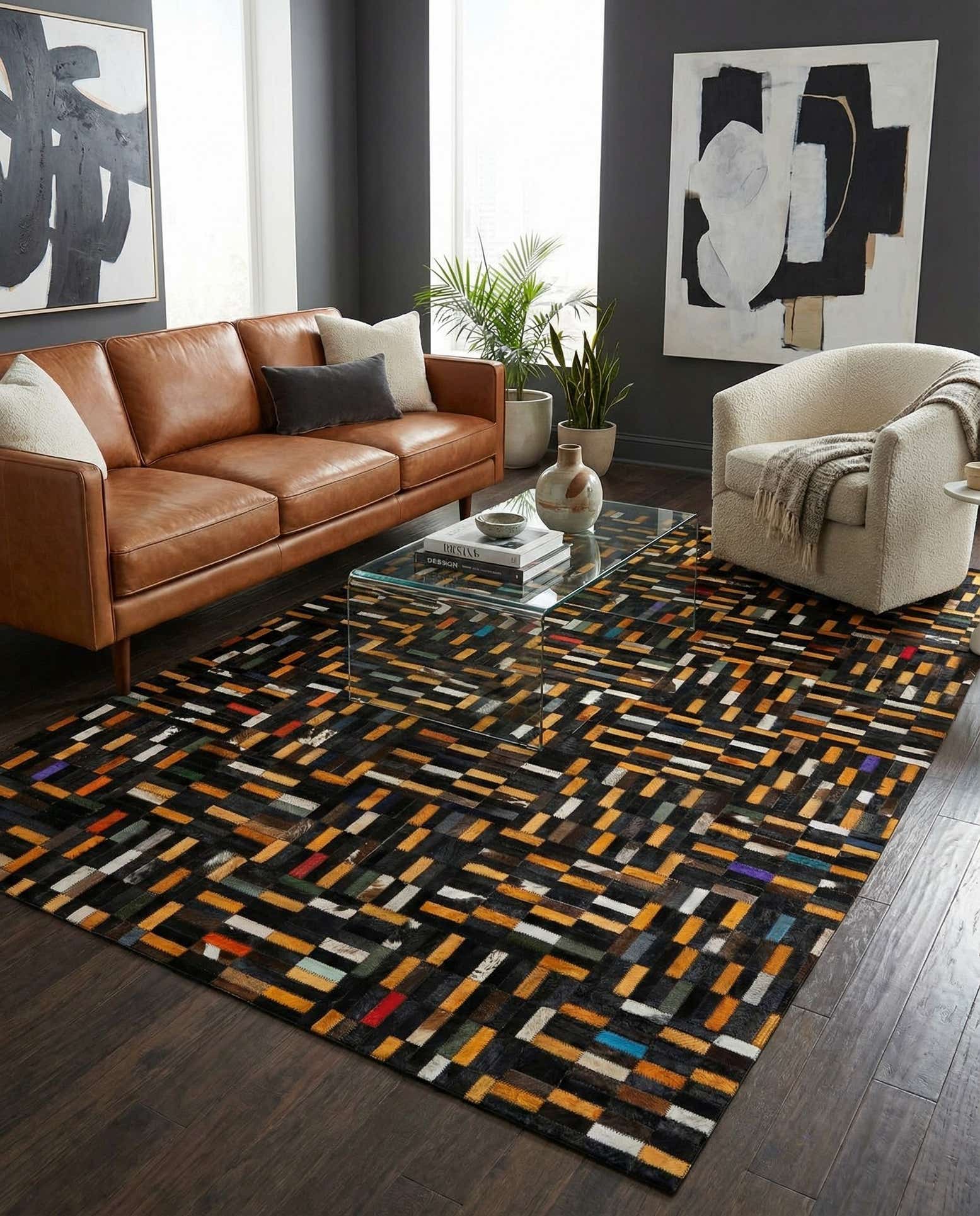 4' 11 x 8' 1 Cowhide - Patchwork Rug