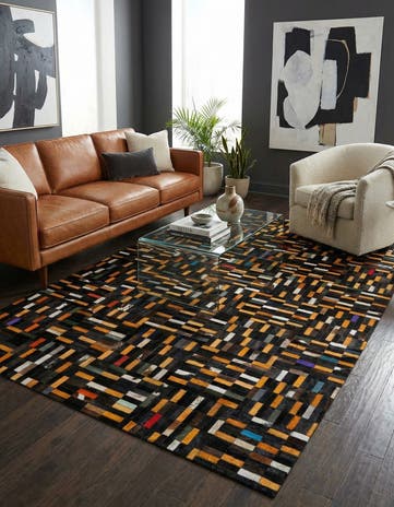 4' 11 x 8' 1 Cowhide - Patchwork Rug