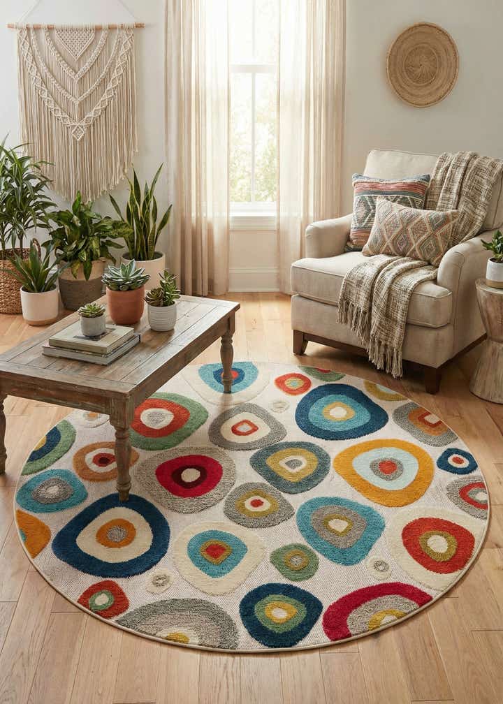 6' x 6' Easy-Clean Casablanca Indoor / Outdoor Round Rug
