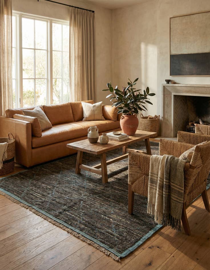 Detail image of 6' 5 x 9' 3  Hand Knotted Moroccan Wool Rug