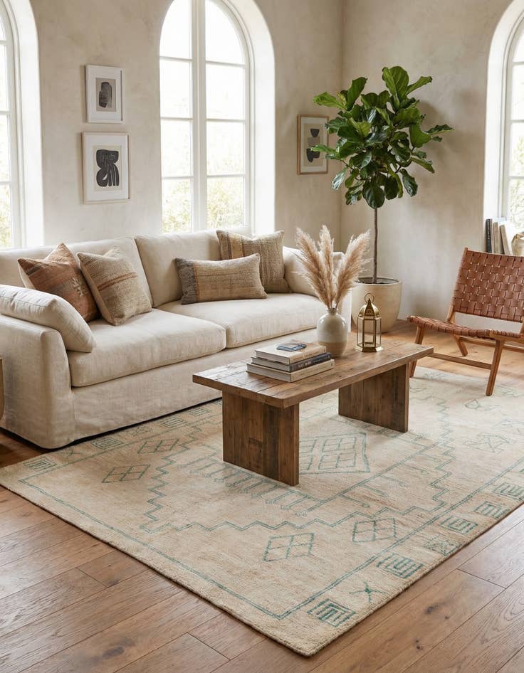 Detail image of 6' 6 x 9' 8  Hand Knotted Moroccan Wool Rug