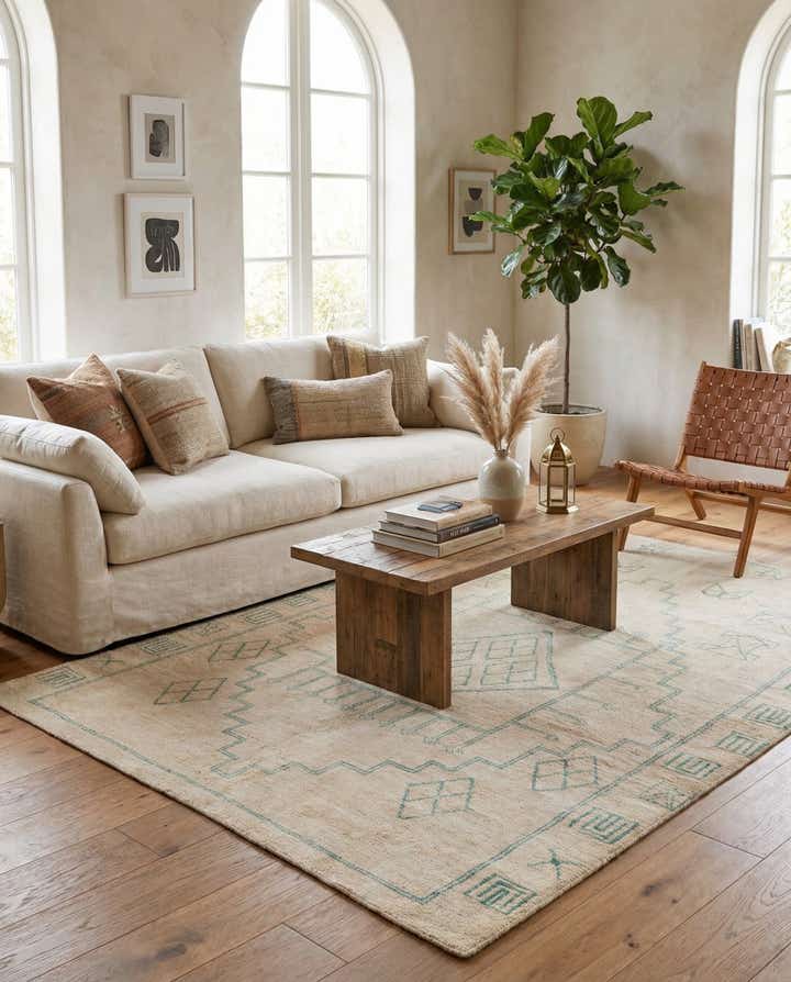 6' 6 x 9' 8 Hand Knotted Moroccan Wool Rug