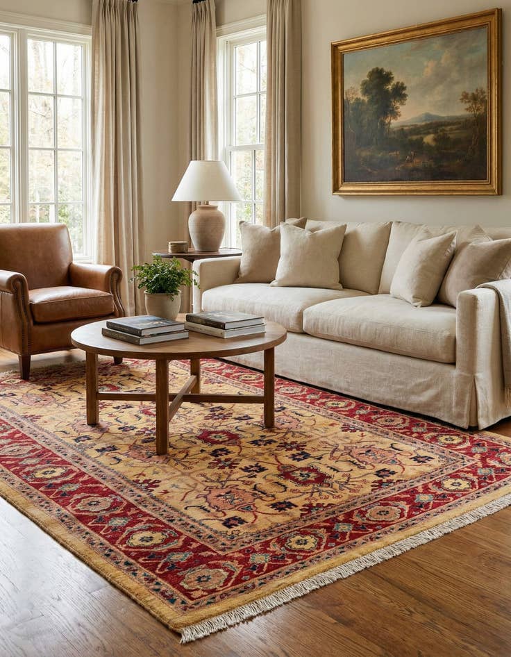 Detail image of 5' 8 x 7' 11  Hand Knotted Ziegler Wool Rug