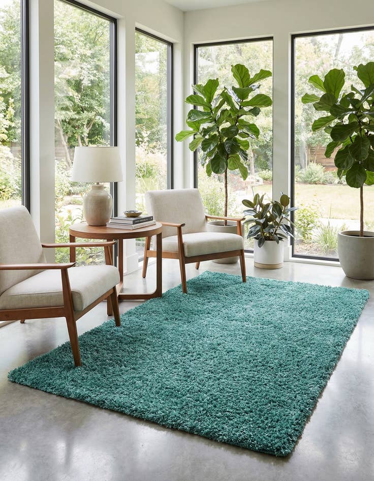 Detail image of 3' x 5' 5  Hand Knotted Solid Shag Oriental Rug