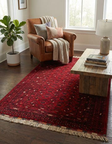 3' 5 x 6' 4 Hand Knotted Afghan Ersari Oriental Wool Rug