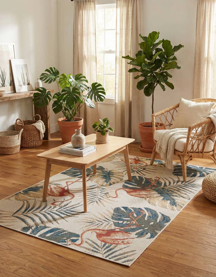 Detail image of  5' 3 x 7' 7  Washable Baja Indoor / Outdoor Rug