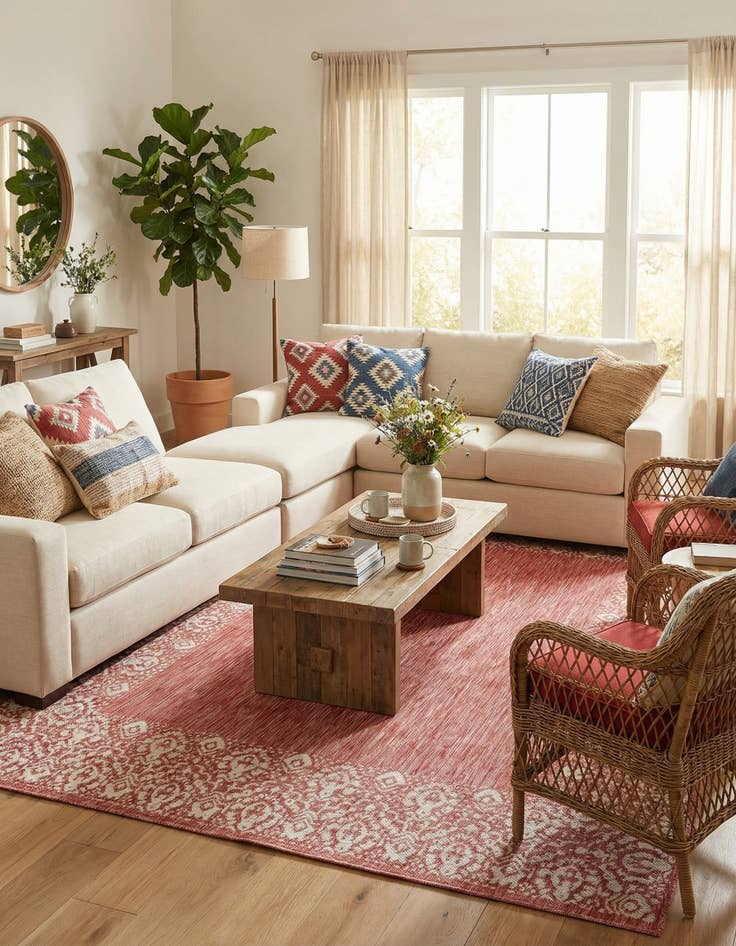 Detail image of 7' x 10'  Washable Border Indoor / Outdoor Rug