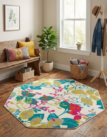 Ivory Azalea Octagon Rug