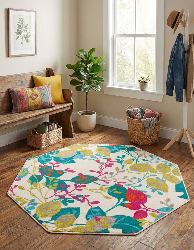 Detail image of  5' 3 x 5' 3 Azalea Octagon Rug