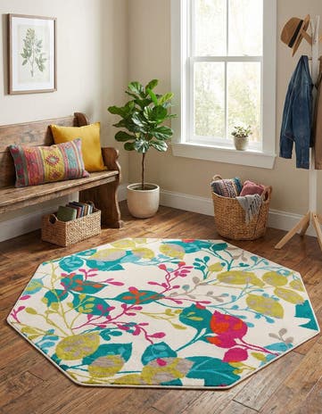 Ivory Azalea Octagon Rug