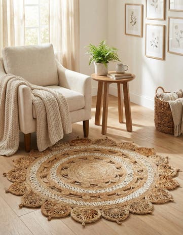 4' 1 x 4' 1 Handmade Braided Jute Round Rug