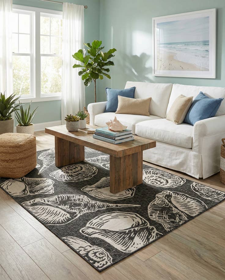 Detail image of 5' 3 x 8' Easy-Clean Coastal Indoor / Outdoor Rug