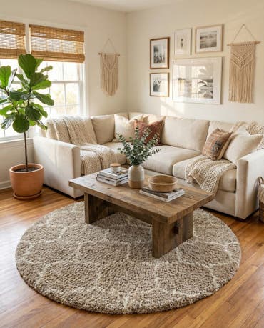  6' x 6' Lattice Shag Round Rug