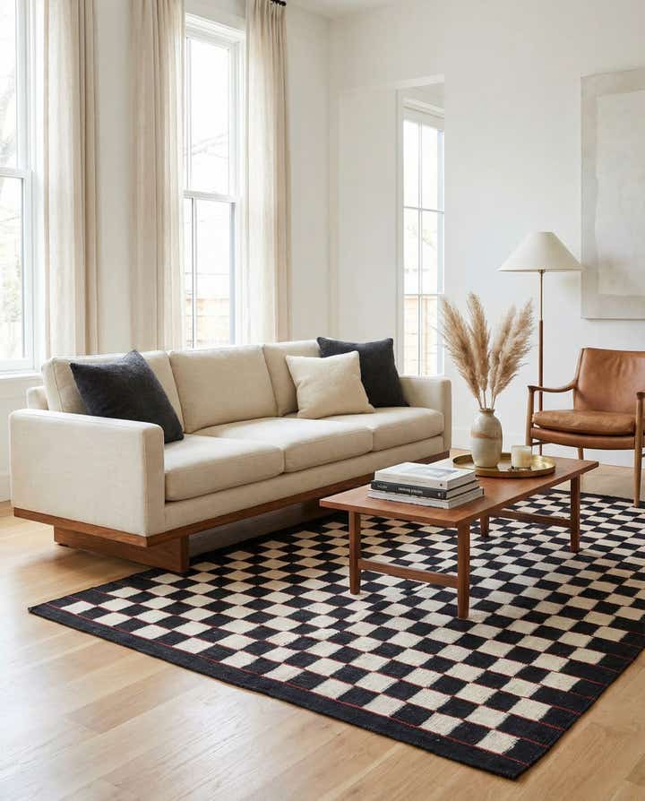 4' 5 x 6' Hand Woven Kilim Modern Wool Rug