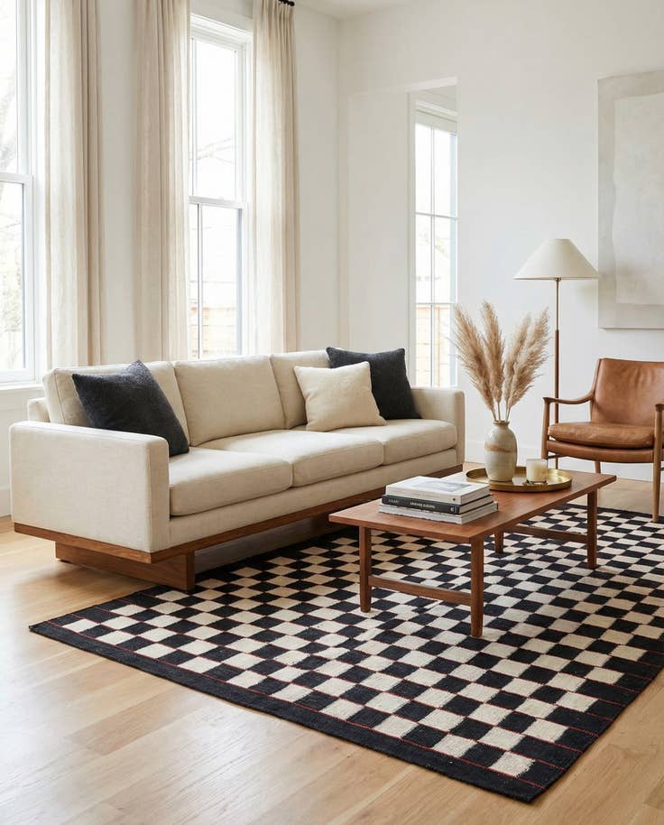 Detail image of 4' 5 x 6' Hand Woven Kilim Modern Wool Rug