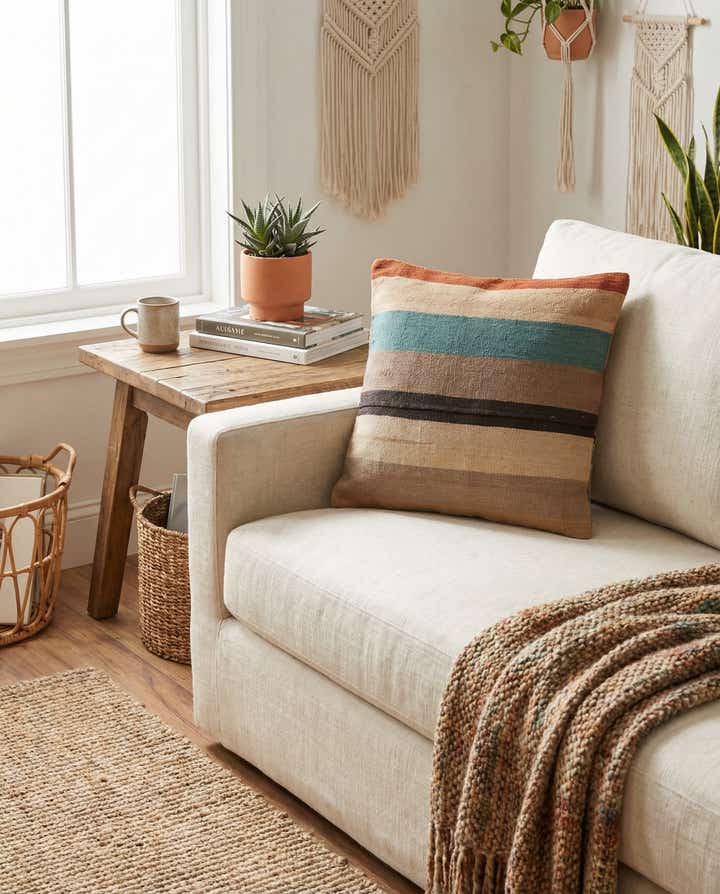 1' 7 x 1' 7 Hand Woven Pillow Wool Square Rug