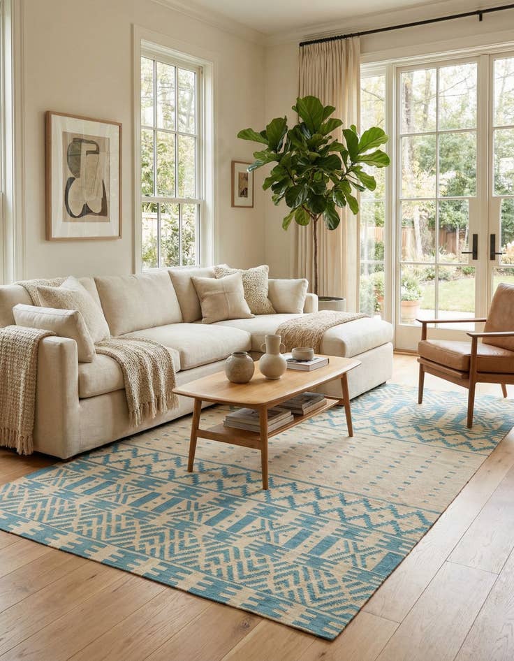 Detail image of  6' 5 x 9' 5  Hand Woven Kilim Modern Wool Rug