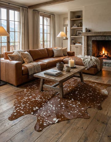 6' 5 x 7' 9 Cowhide Leather Freeform Rug