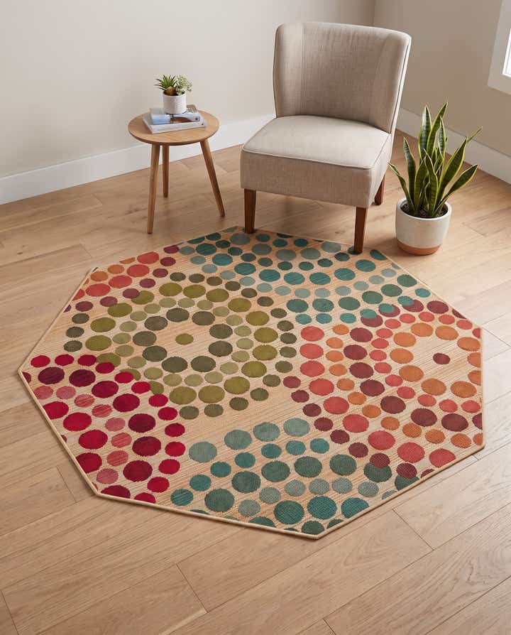 4' x 4' Easy-Clean Modern Indoor / Outdoor Octagon Rug