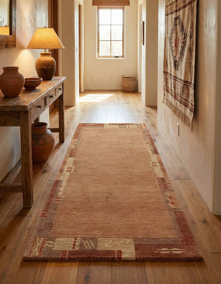 Detail image of 2' 4 x 4' 7  Hand Knotted Nepal Wool Runner Rug