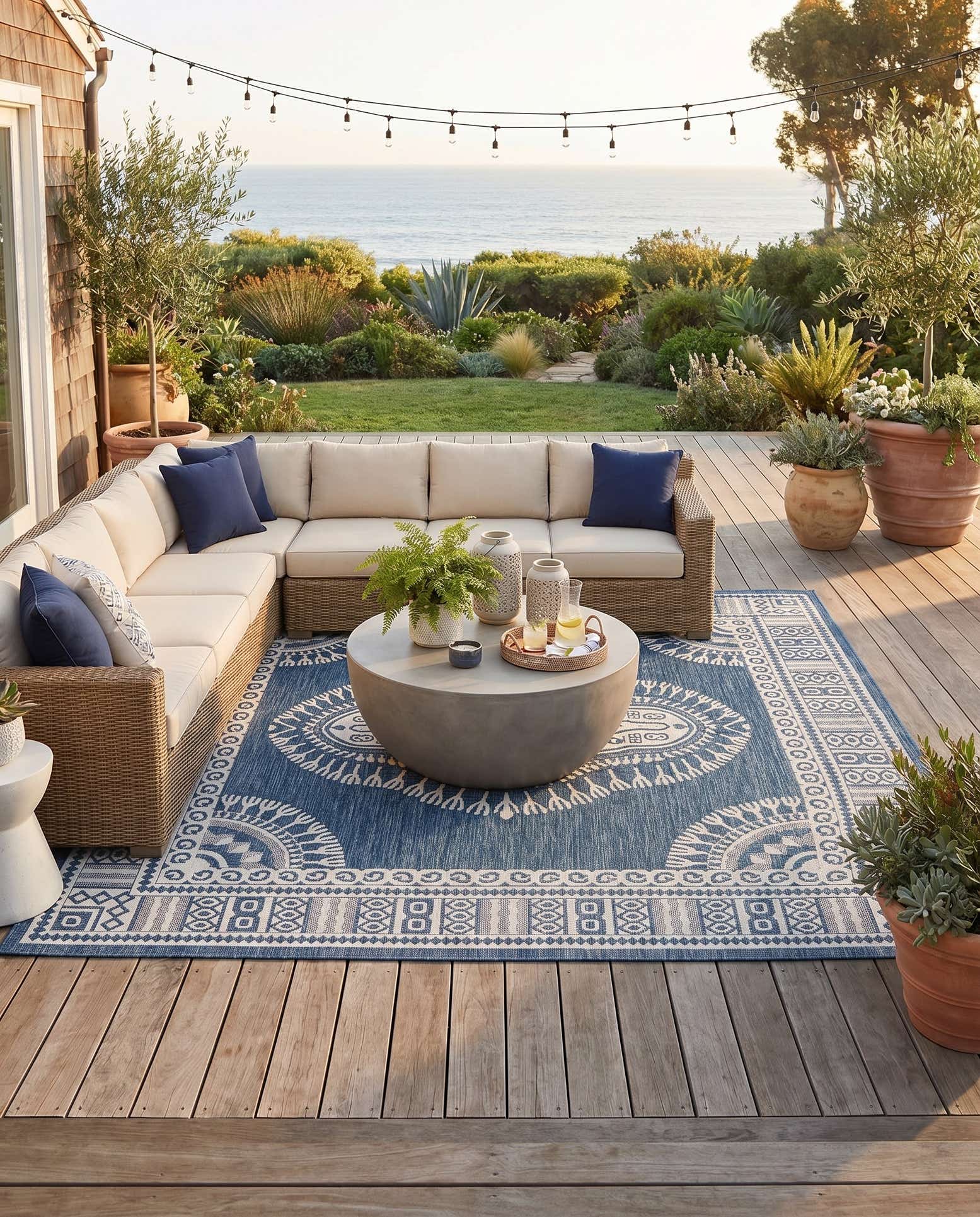 10' x 10' Easy-Clean Traditional Indoor / Outdoor Square Rug