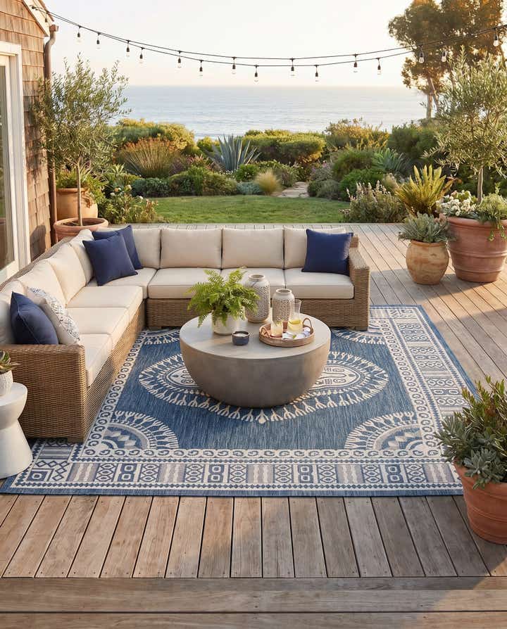 10' x 10' Easy-Clean Traditional Indoor / Outdoor Square Rug