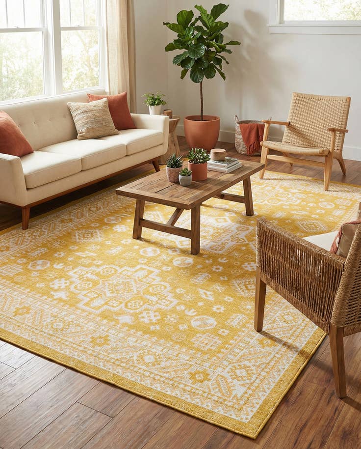 Detail image of 7' 10 x 11' Easy-Clean Aztec Indoor / Outdoor Rug