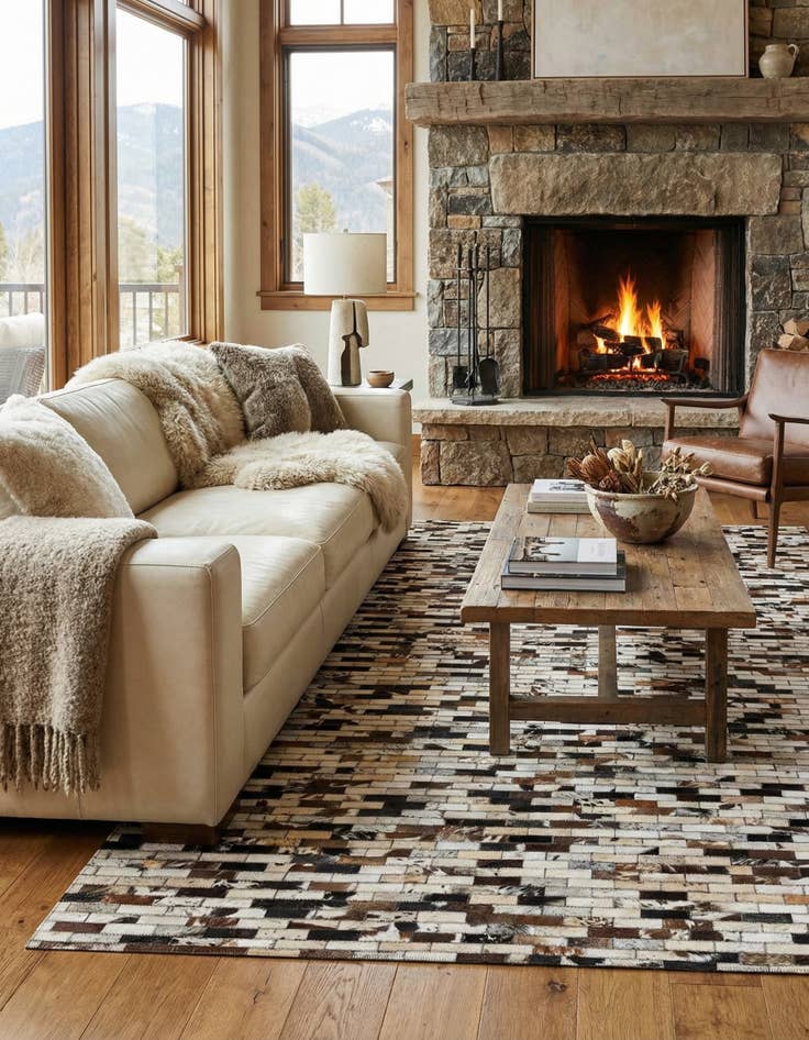 Detail image of  5' x 8' Cowhide Leather Rug