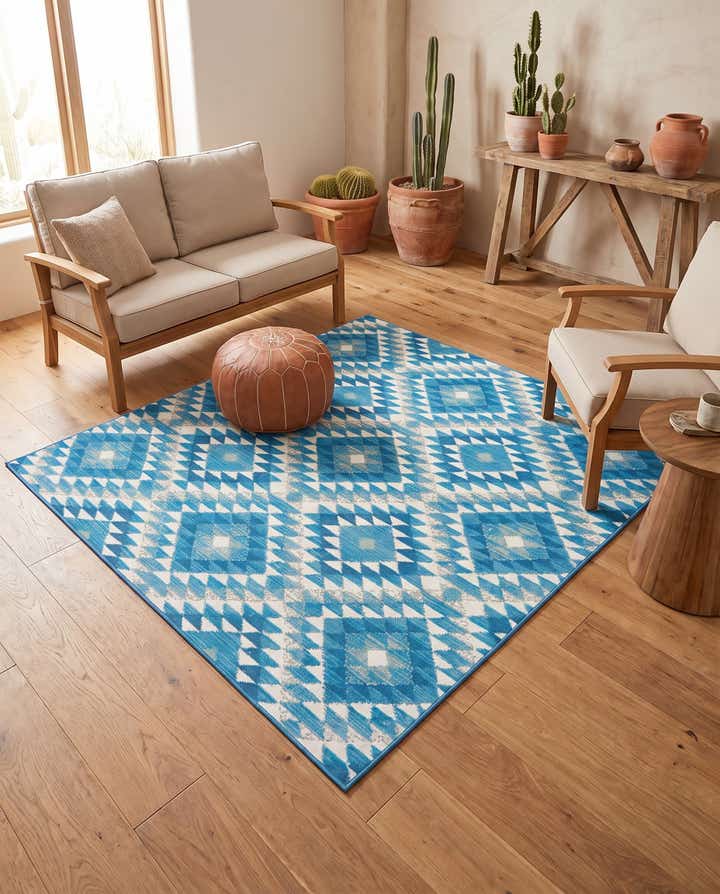185cm x 185cm Facile à nettoyer Southwestern Tapis Intérieur / Extérieur Carré