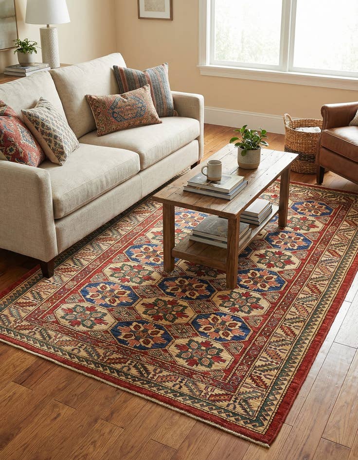 Detail image of 4' 2 x 5' 10  Hand Knotted Kazak Rug