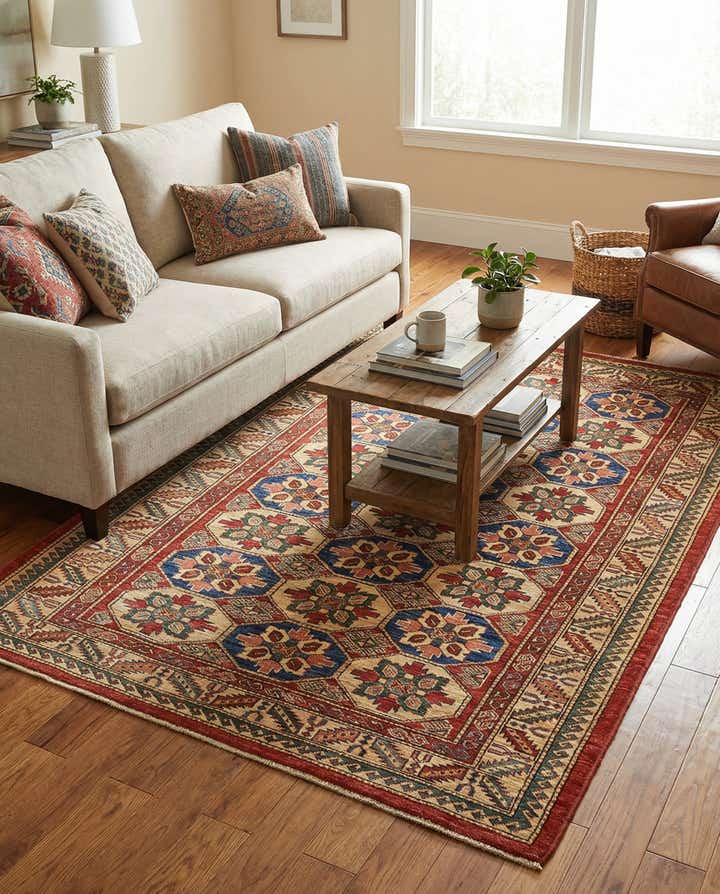 4' 2 x 5' 10 Hand Knotted Kazak Rug