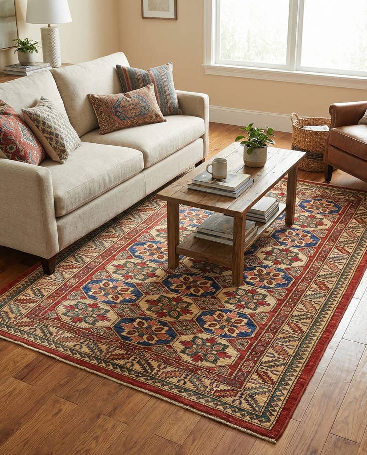 Detail image of 4' 2 x 5' 10 Hand Knotted Kazak Rug
