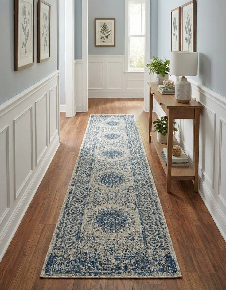 Detail image of  2' 7 x 12'  Washable Traditional Indoor / Outdoor Runner Rug